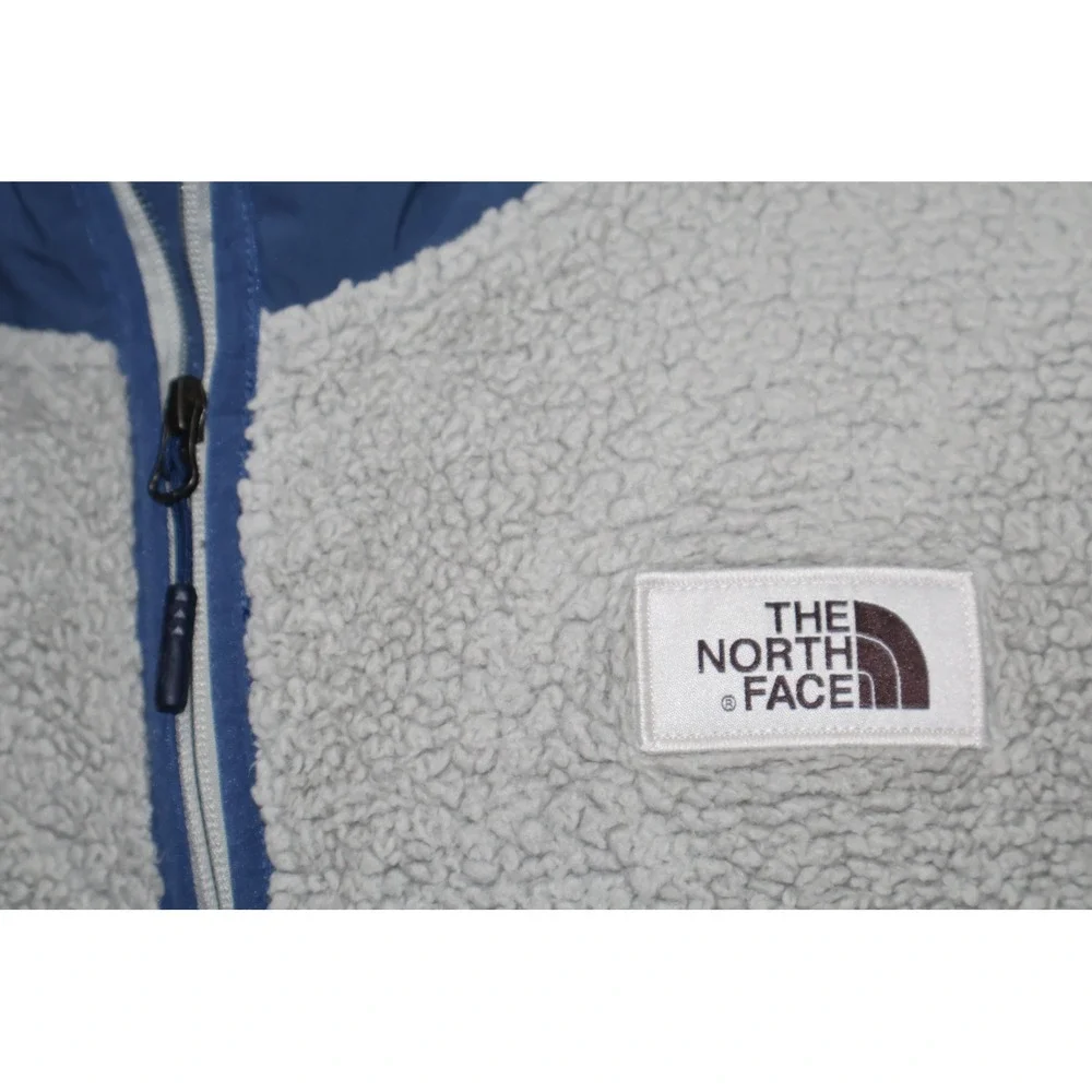 The North Face Fleece Pullover Mens XL Gray Blue 1/4 Zip Sherpa Jacket W Pockets